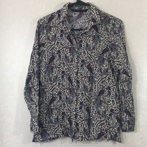 Zara Paisley Top Button Down XS